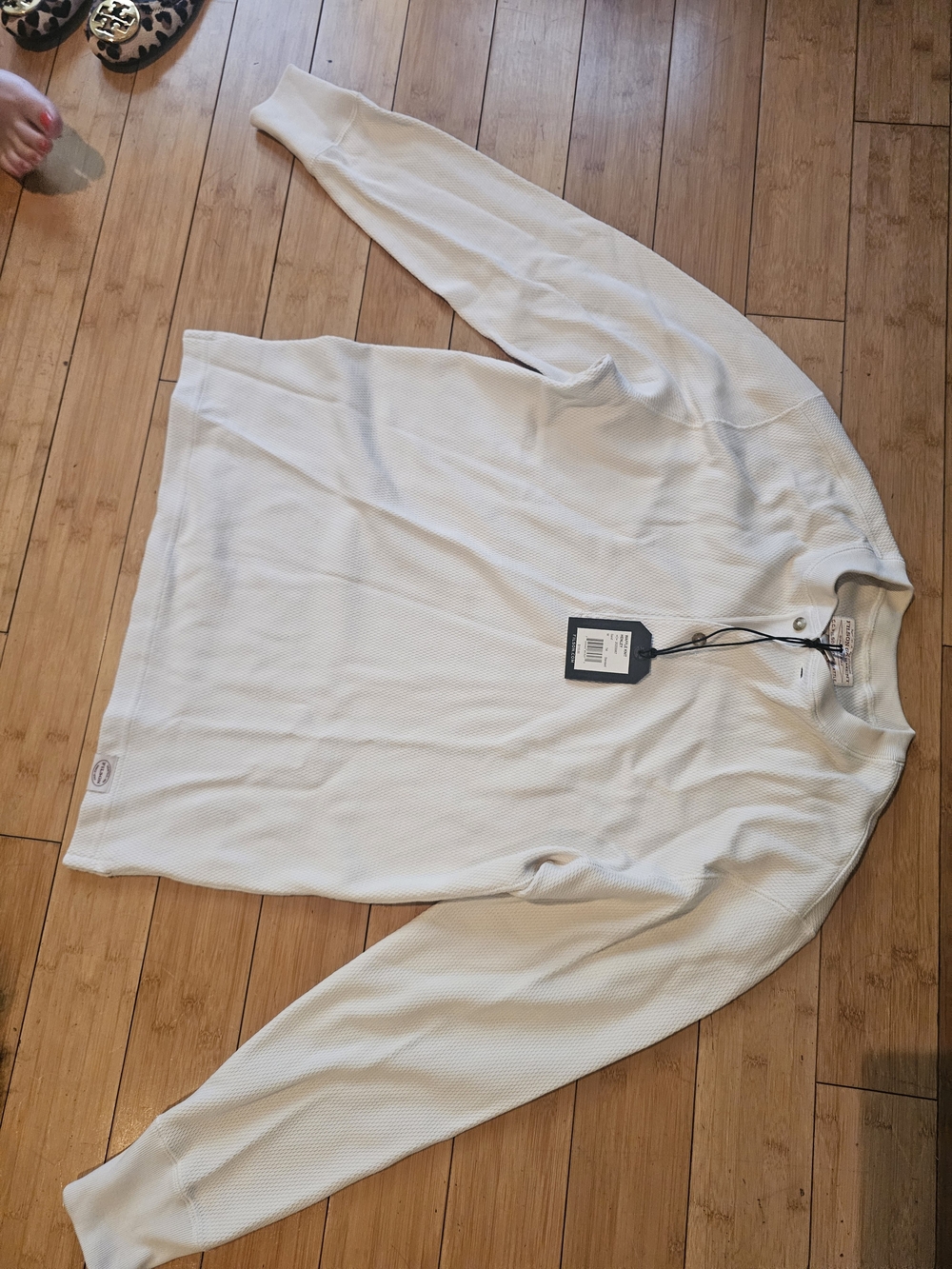Filson Men’s Cream Waffle Henley Long Sleeve Shirt - Picture 3 of 3